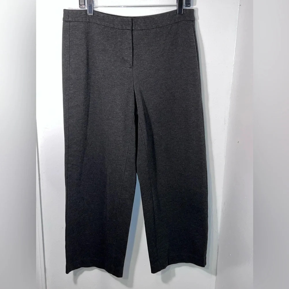 J Jill ponte, 12T, wide leg, hi rise gray button zip clasp front closure‎